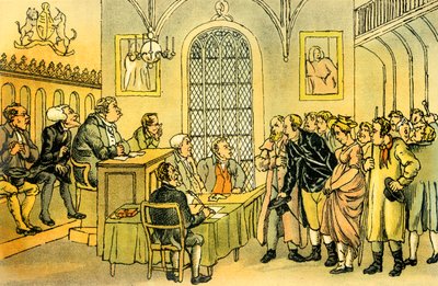 Dr Syntax in un tribunale da Thomas Rowlandson