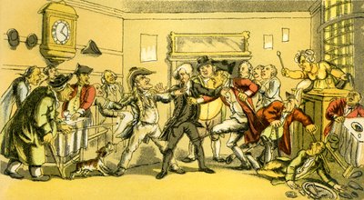 Il dottor Syntax presente a una lite in caffetteria da Thomas Rowlandson