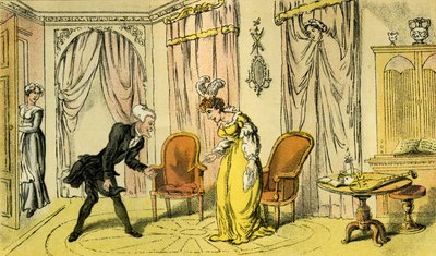 Il dottor Syntax accolto dalla cameriera invece che dalla padrona da Thomas Rowlandson