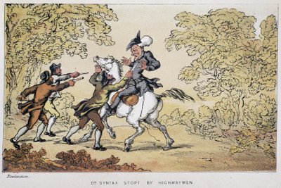 Il dottor Syntax fermato dai banditi - in "I tre viaggi del dottor Syntax: alla ricerca del pittoresco, della consolazione e di una moglie" di William Combe, ill. Rowlandson da Thomas Rowlandson