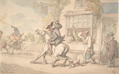 Dr. Syntax con un cavallo recalcitrante davanti a una locanda, XVIII-XIX secolo da Thomas Rowlandson