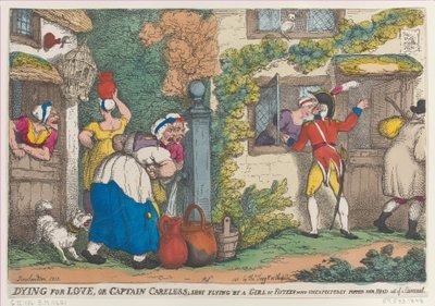 Morire per amore, o Capitano Careless, colpito al volo da una ragazza di quindici anni che inaspettatamente appare da Thomas Rowlandson