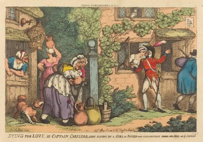 Morire per amore, o il capitano Careless colpito da una ragazza di quindici anni che inaspettatamente spuntò la testa da una finestra da Thomas Rowlandson