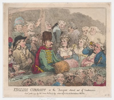 Curiosità inglese o lo straniero fissato fuori contegno da Thomas Rowlandson