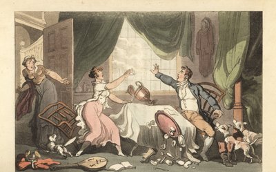 Gentiluomo inglese che litiga con la moglie per soldi da Thomas Rowlandson