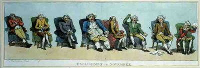 "Inglesi in novembre", pub. da S.W. Fores da Thomas Rowlandson