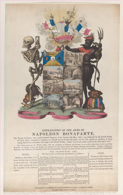 Spiegazione delle Armi di Napoleone Bonaparte da Thomas Rowlandson
