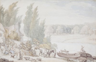 Fattoria sulle rive di un fiume da Thomas Rowlandson