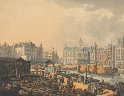 Feyge Dam, con parte del Mercato del Pesce ad Amsterdam, 1797 da Thomas Rowlandson