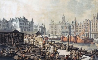 Mercato del pesce, Piazza Dam, Amsterdam, Paesi Bassi da Thomas Rowlandson