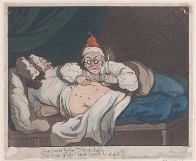 Cinque volte alla luce del lume, la clessidra ho girato fino a notte!!, 1793 da Thomas Rowlandson