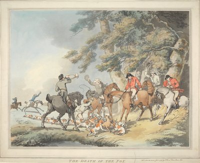 La caccia alla volpe [serie di sei]:   3. La morte della volpe da Thomas Rowlandson