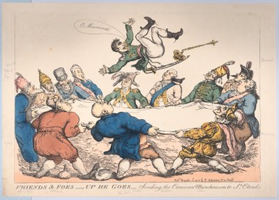 Amici e nemici - Su lui va - Mandando il Munchausen corso a St. Cloud, dicembre 12, 1813 da Thomas Rowlandson
