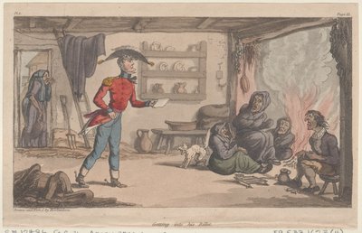 Entrando nel suo alloggio, da The Military Adventures of Johnny Newcome da Thomas Rowlandson