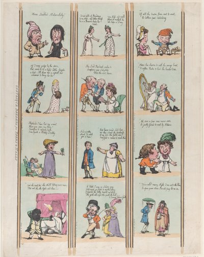 Bordi grotteschi per stanze e saloni, Tavola 16, 1 agosto 1799 da Thomas Rowlandson