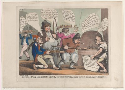 Grande Divertimento per John Bull, o i Repubblicani Ridotti al Loro Ultimo Espediente, 12 novembre 1798 da Thomas Rowlandson