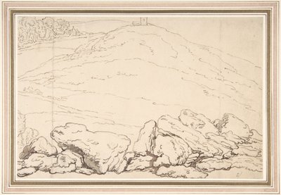Paesaggio collinare con rocce da Thomas Rowlandson