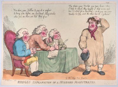 Spiegazione di Hodge di cento magistrati, 1 marzo 1815 da Thomas Rowlandson