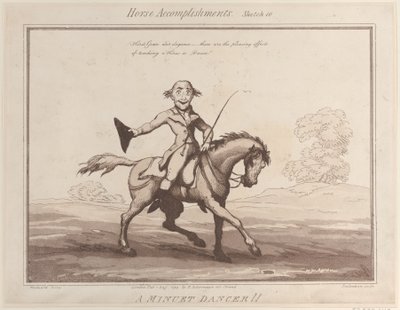 Competenze del cavallo, Schizzo 10: Un ballerino di minuetto!!, 1 agosto 1799 da Thomas Rowlandson