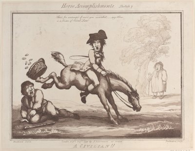 Competenze del cavallo, Schizzo 7: Un civile!!, 1 agosto 1799 da Thomas Rowlandson