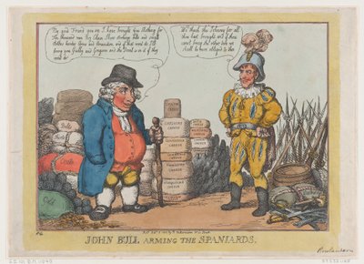 John Bull arma gli spagnoli da Thomas Rowlandson