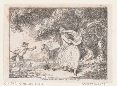 Giuseppe si Affretta a Salvare Fanny dal Pericolo Imminente, da Le Avventure di Joseph Andrew da Thomas Rowlandson