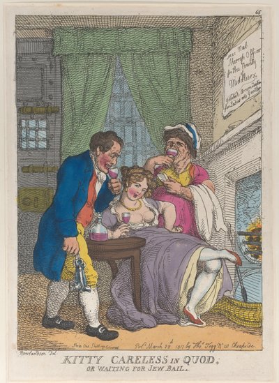 Kitty Careless in Quod o in attesa di cauzione ebraica da Thomas Rowlandson
