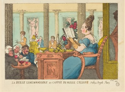 La Belle Limonaudiere al Café des Mille Colonnes, Palais Royal, Parigi da Thomas Rowlandson