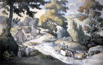 Paesaggio con bestiame che guada un ruscello da Thomas Rowlandson