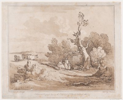 Paesaggio con figure che raccolgono legna sotto alberi nodosi, 21 maggio 1789 da Thomas Rowlandson