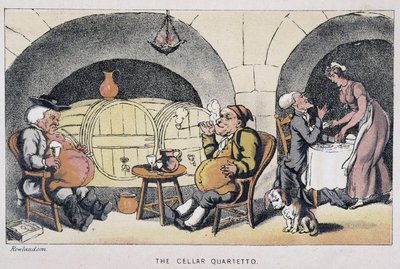Il dottore in una cantina - in "I tre viaggi del dottor Syntax: alla ricerca del pittoresco, della consolazione e di una moglie" di William Combe, ill. Rowlandson da Thomas Rowlandson
