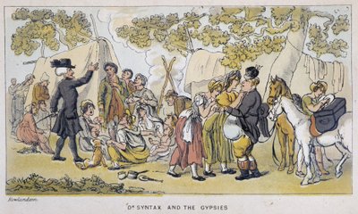 Il dottore e i gitani (o Romanichels) - in "I tre viaggi del dottor Syntax: alla ricerca del pittoresco, della consolazione e di una moglie" di William Combe, ill. Rowlandson da Thomas Rowlandson