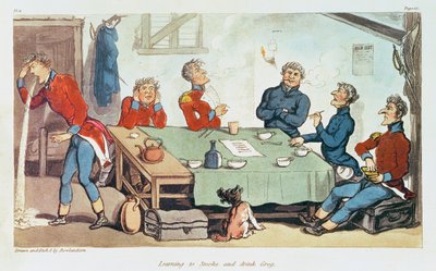Imparare a fumare e bere grog. 1815 da Thomas Rowlandson