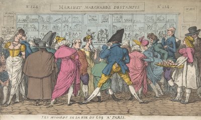 Les Musards de la Rue du Coq a Parigi, ca. 1810 da Thomas Rowlandson