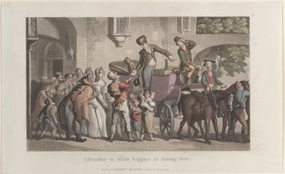 Generosità verso i mendicanti infermi lasciando Yrvi, dal Journal of Sentimental Travels da Thomas Rowlandson