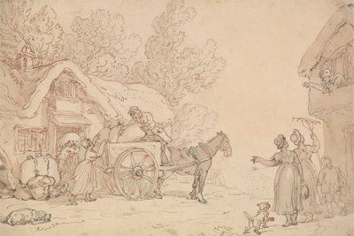Caricamento di sacchi su un carro da Thomas Rowlandson