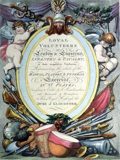 Volontari Leali di Londra, pagina del titolo da Thomas Rowlandson