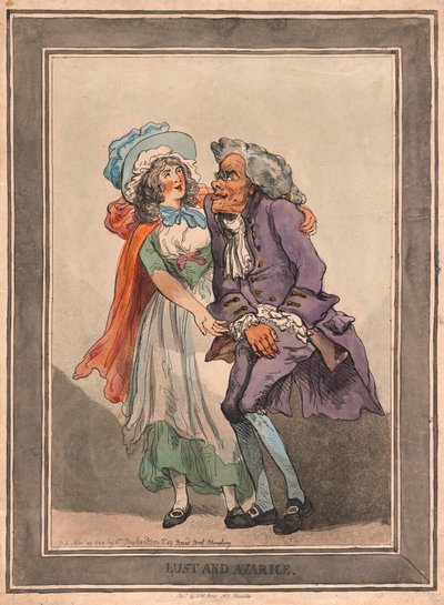 Lussuria e avarizia, pub. 1788 (incisione colorata a mano) da Thomas Rowlandson