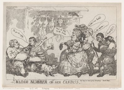 Madam Blubber sulla sua tela, 22 aprile 1784 da Thomas Rowlandson