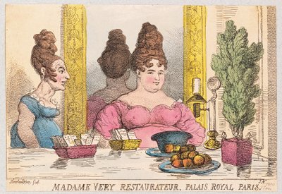 Madame Very, ristoratrice, Palais Royal, Parigi, pub. 1814 da Thomas Rowlandson