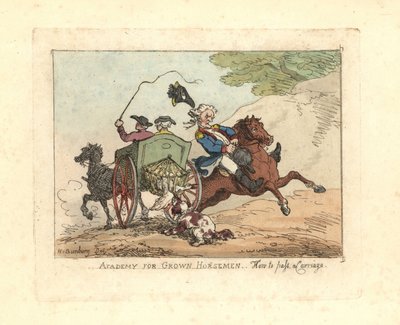 Uomo che perde il controllo del suo cavallo mentre passa una carrozza da Thomas Rowlandson