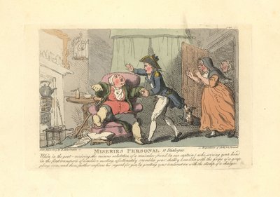 Uomo affetto da gotta accolto dolorosamente da un marinaio da Thomas Rowlandson