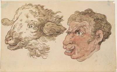 La testa di un uomo e quella di una pecora da Thomas Rowlandson