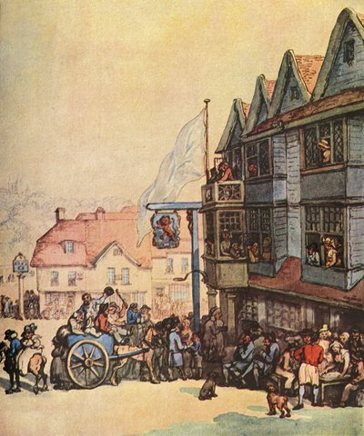 Giorno di mercato fuori dal Vecchio Leone Rosso a Greenwich, 1938 da Thomas Rowlandson