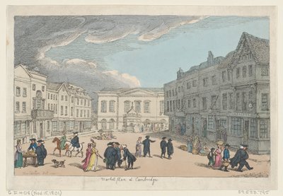 Piazza del mercato a Cambridge, 15 novembre 1801 da Thomas Rowlandson