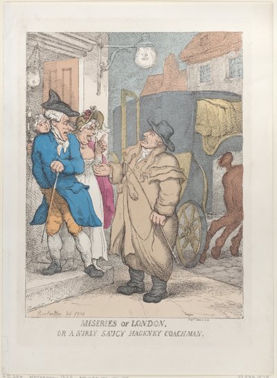 Miserie di Londra, o un cocchiere di hackney scontroso e insolente, 4 giugno 1814 da Thomas Rowlandson