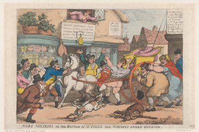 Altre miserie: il fondo del vecchio whiskey di Mr Figg si è rotto da Thomas Rowlandson