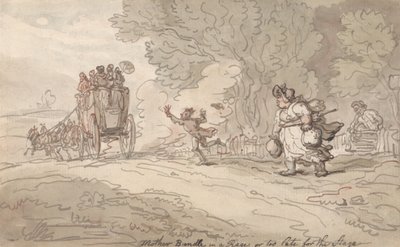 "Mamma in preda alla rabbia" o "Troppo tardi per il palcoscenico" da Thomas Rowlandson