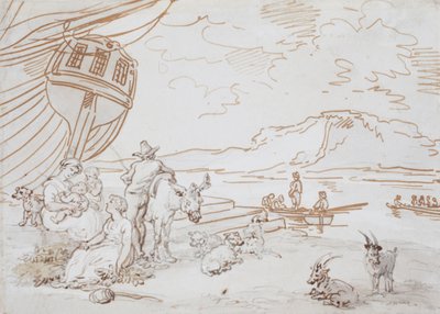Una madre e i suoi figli in riva al mare da Thomas Rowlandson