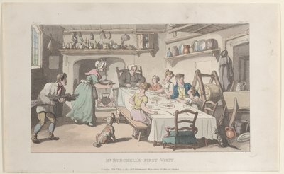 La prima visita di Mr. Burchell, da Il vicario di Wakefield da Thomas Rowlandson